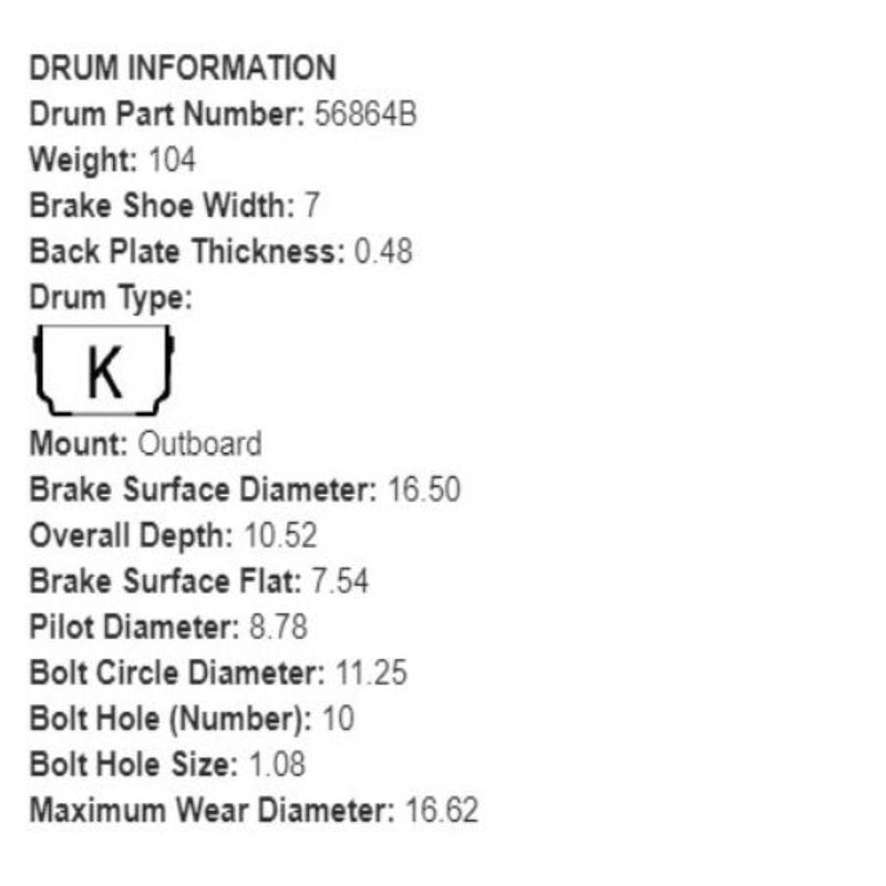 Brake Drum (56864B) 3922X