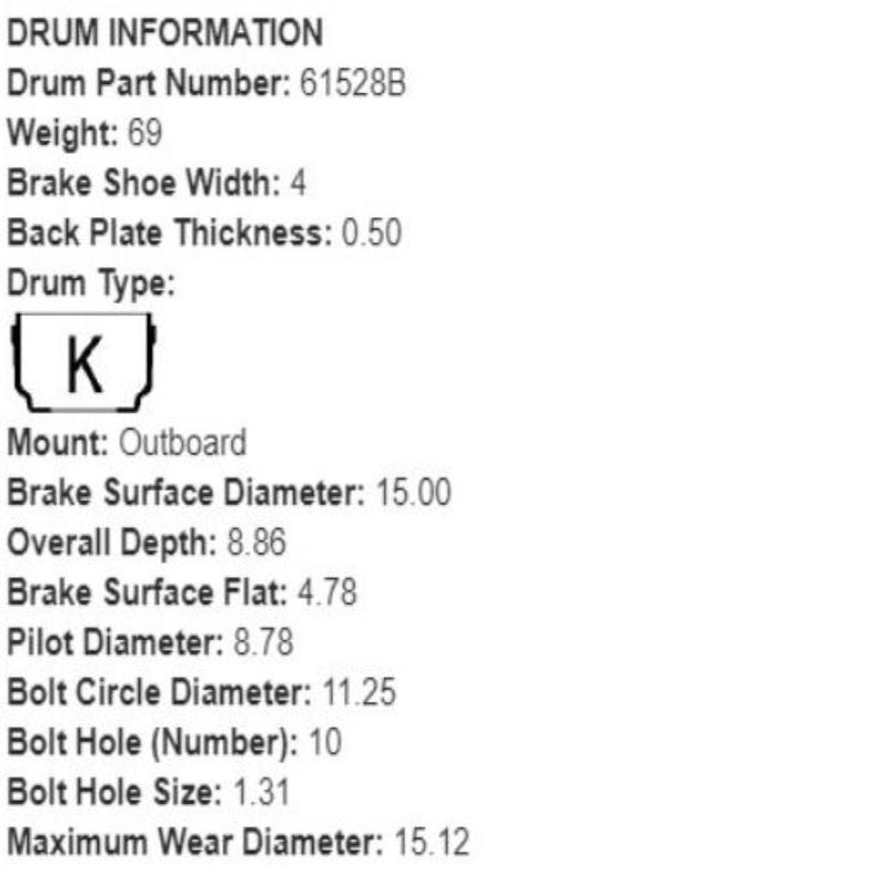 Brake Drum  (61528B) 54201-108