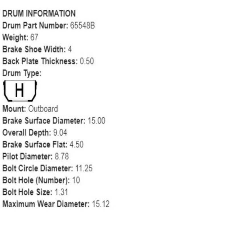 Brake Drum  (65548B) 3800X