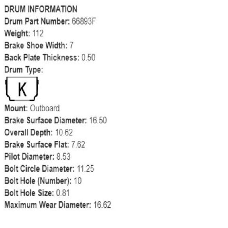 Brake Drum (66893F) 53026-01