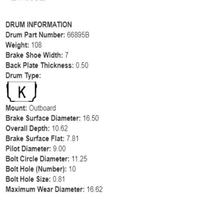 Brake Drum (66895B) 52708-305