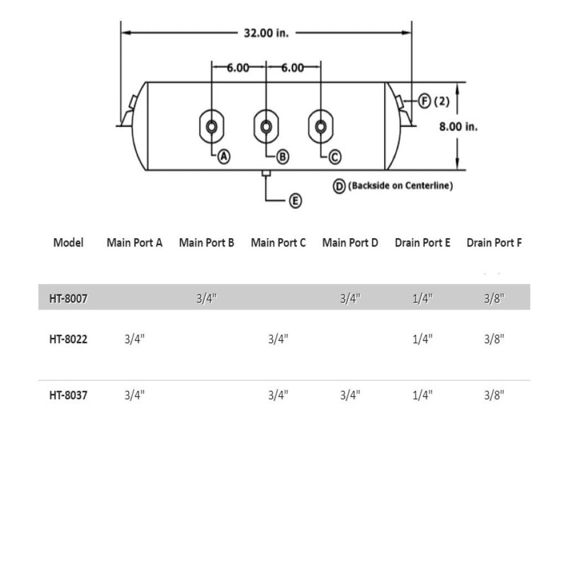 AIR TANK 8" DIA HT-8022